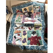 Crown Crafts Tapestry Throw Blanket Frosty the Snowman "It's Magic" Vtg Woven