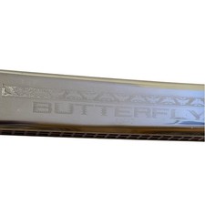 Butterfly Harmonica Musical Instrument G Silver Engraved a-440 KHS 7 3/8"