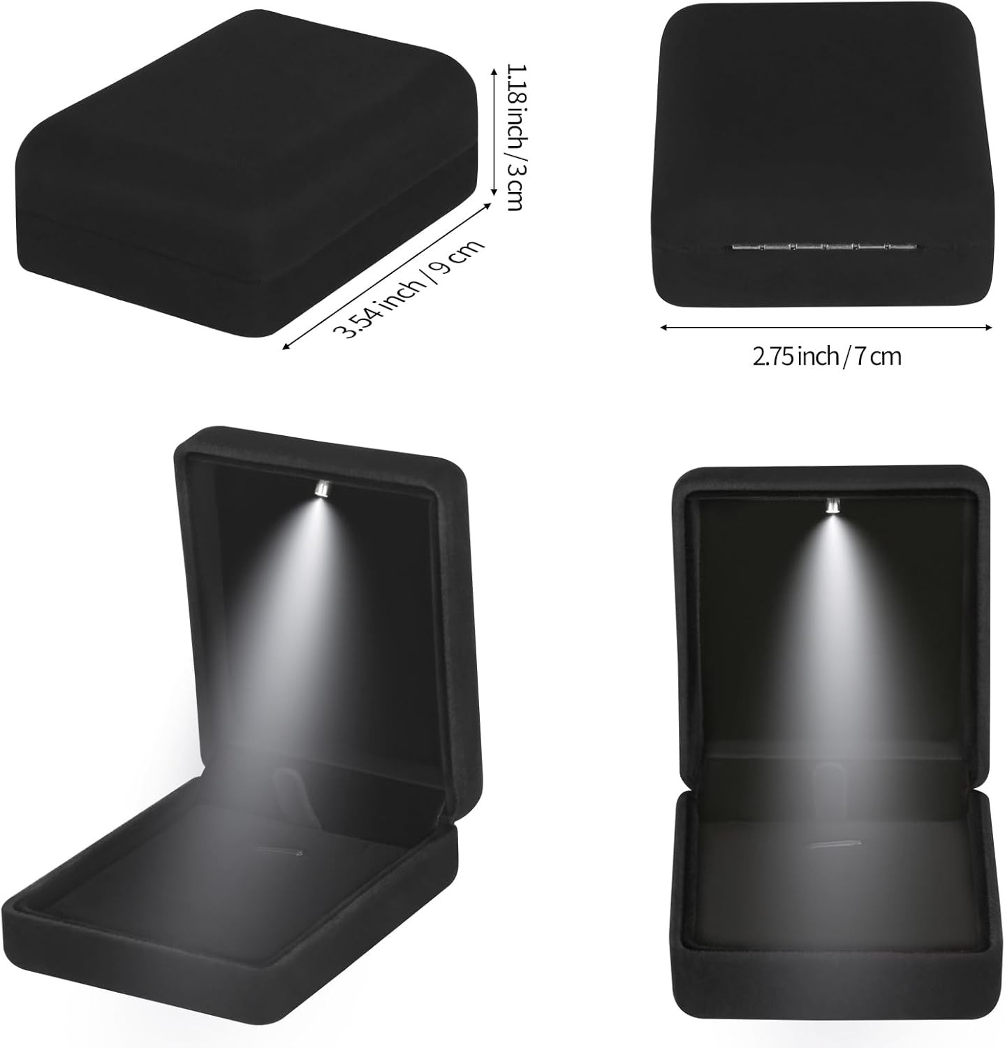 LETURE Classic Metal Glossy Jewelry Pendant 3.54 x 2.75 x 1.18 inches, Black 