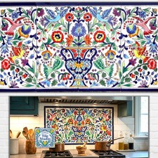 12inx24in Floral Design Ceramic Tiles Wall Art Mosaic Mural Kitchen Backsplash