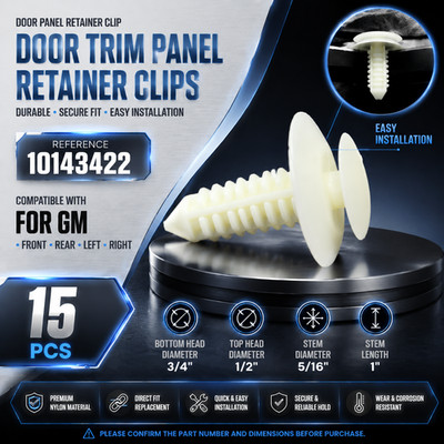 For GM 10143422 Door Panel Retainer Clips 15PCS Nylon Trim Fasteners
