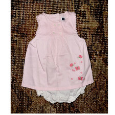 Janie and Jack 6-12M Pink Butterfly Dress White Bloomers 2pc Set