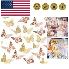 3D Butterfly Wall Decor, 48 Pcs 4 Styles 2 Color 3 Sizes, Removable Metallic ...