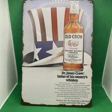 Old Crow Straight Bourbon Whiskey - Metal Sign for Bar/Man Cave/Garage