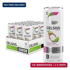 CELSIUS Fizz Free Dragon Fruit Lime, Sugar Free Energy Drink, 12 Fl Oz Pack of