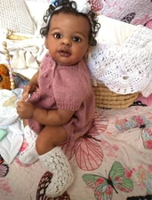 Realistic Black 19" Reborn Baby Dolls Full Body Vinyl Girl Adorable Handmade Toy