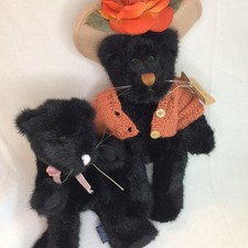Boyds Bears lot of 2 black cats: 11" Mrs. Partridge  10" Zoe w nametags