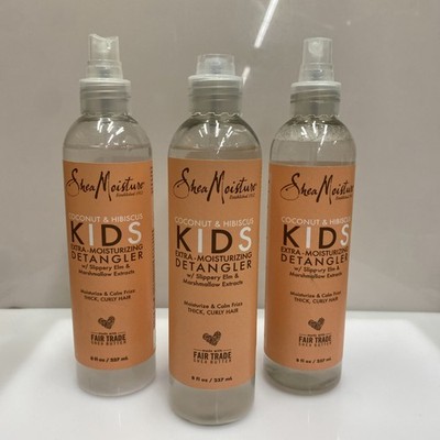 3 x Shea Moisture Coconut Hibiscus Kids Detangler Spray Shea Butter 8oz - No Cap