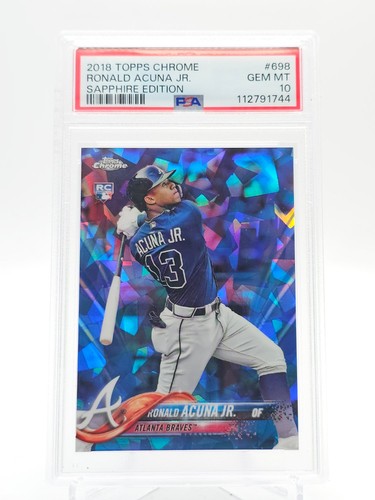 RONALD ACUNA JR. 2018 TOPPS CHROME SAPPHIRE ROOKIE RC #698 BRAVES PSA 10 Q3963-S