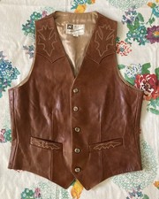 Scully Leatherwear Western Vest Mens 38 Brown Leather Vintage