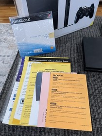 Sony PlayStation 2 Slim Black with Box, Cords, Controller - Disc Reader Problem