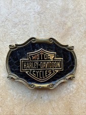 Harley Davidson Black Snakeskin Belt Buckle Vintage 1978