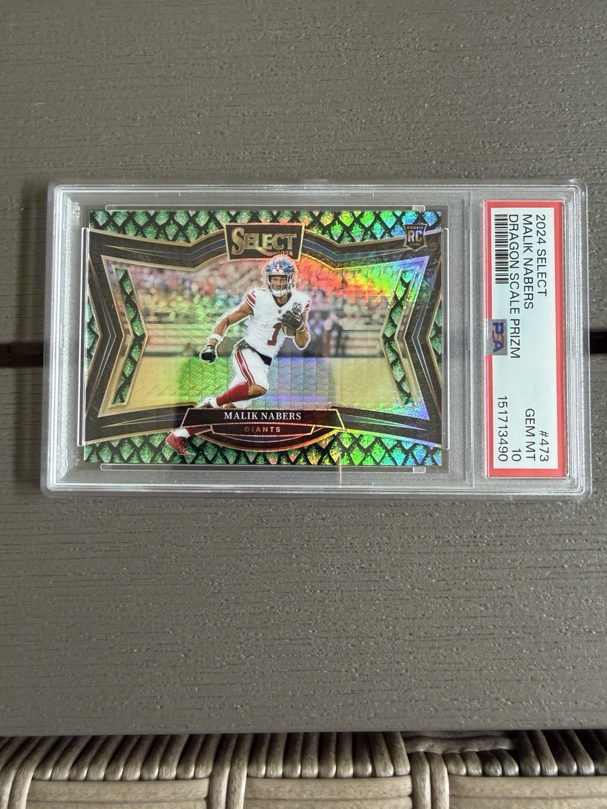 2024 Panini Select - Field Level Malik Nabers Dragon Scale Prizm /70 (RC) PSA 10 view 3