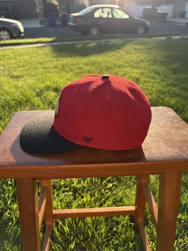 Chicago Blackhawks Snapback Hat 47 Brand NHL Red Black Cap Western Conference - Image 2 of 4