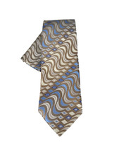 St. Patrick Men's Tie Hanky Set Beige Cream Royal Blue Microfiber 3.5" Wide