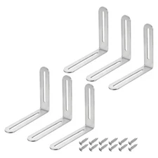 6Pcs Adjustable L-Shape Corner Brace with Screw, 4.72" x 3.94" Bracket, Silver