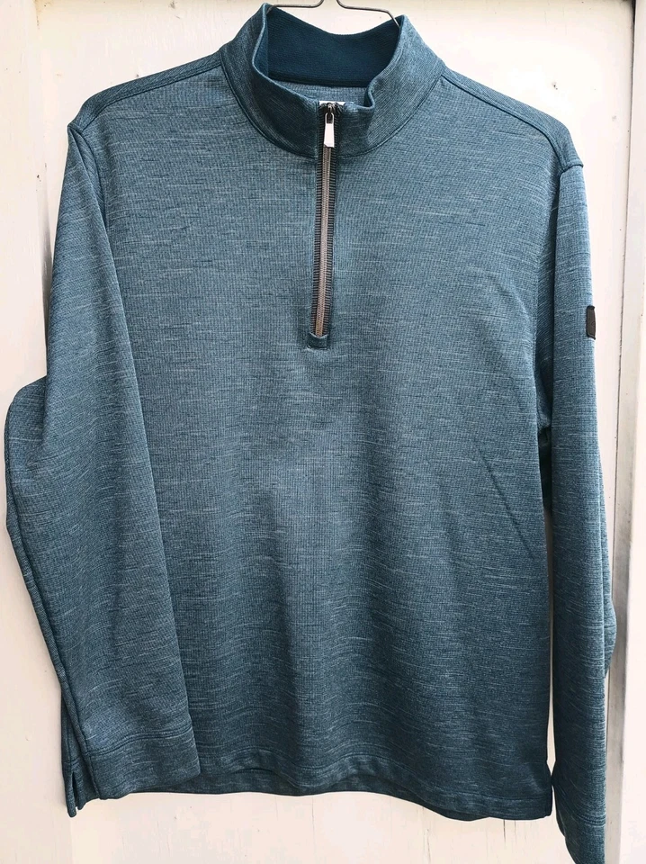 Пуловер на молнии с длинным рукавом большой для активного отдыха мужской для гольфа Greg Norman синий рабочий - Изображение 3 из 4