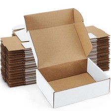 Poever Shipping Boxes 7x5x2 inches White Small Mailing Boxes 25 Pack Cardboard C