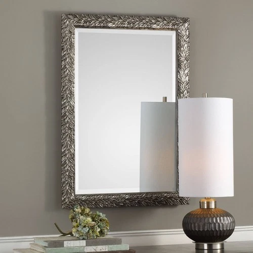 Rectangular Vanity Wall Mirror Beveled Silver Leaf Frame 24 3/4" Wide Bathroom - Picture 1 of 4