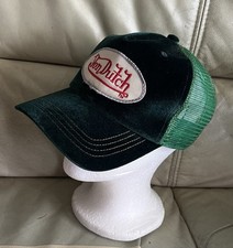 Von Dutch Green Velvet Mesh Back Adjustable Trucker Hat Men One Size