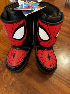 Spiderman Light Up Storm Boot Hook N Loop Closure Boys Size 7 NWT