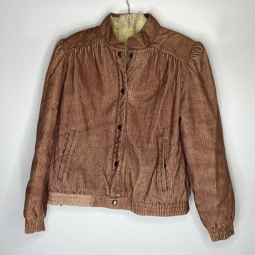 Vintage City Limits Rusty Brown Sherpa Lined Button Jacket Large 70s