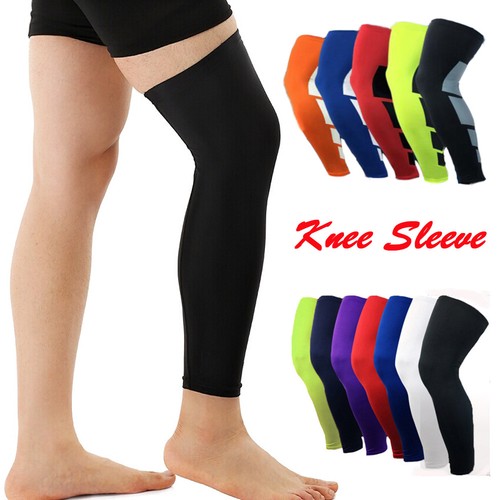 Long Compression Knee Brace Basketball High Support Leg Thigh Sleeve Men Women - Picture 3 of 15