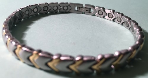 8.5" "SURGICAL STAINLESS STEEL MAGNETIC MAN BRACEELET SLIVER & GOLD (ADJUSTABLE - Picture 215 of 245