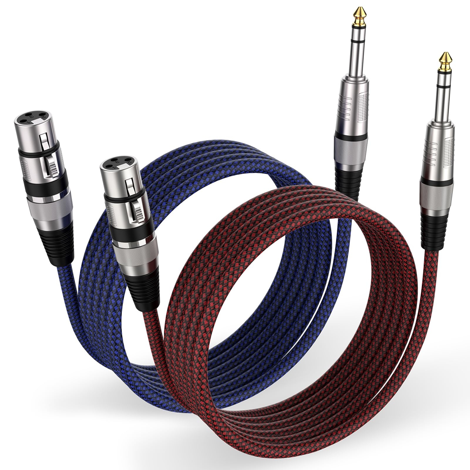 XLR Female to 1/4 Inch Cable 25ft 2Pack, Nylon Braided Microphone Cable 6.35m...