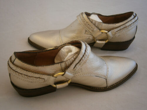 NICOLE PERSUASIVE GOLD SHOES ANKLE LEATHER BOOTS SNAP ON/OFF STRAPS 6.5 OR 7.5 - Picture 4 of 6