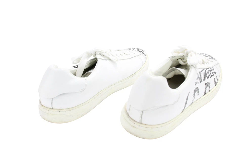 DSQUARED2 Zapatos Hombre Eu 42 Logo Estampado Encaje Blanco Redondo Toe Sneakers - Imagen 4 de 4