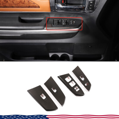 Carbon Fiber For Toyota Tundra 2014-21 Glass Lift Switch Button Trim Frame Style