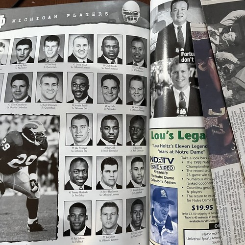 Tom Brady 1st Start Michigan vs Notre Dame Ticket Stub Program Newspaper 9/5/98 - Picture 4 of 12