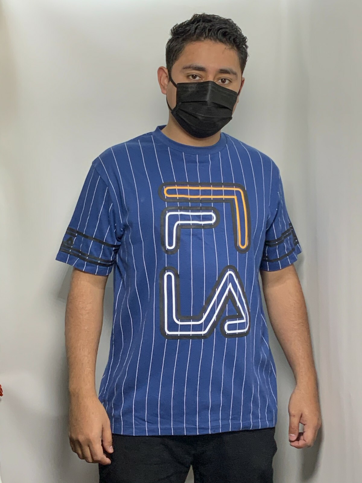 T shirt uomo Fila blu a righe manica corta