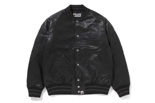 A Bathing Ape Women's Synthetic Leather Varsity Jacket 2024 FW MULTI LOGO Motif - Picture 13 of 13