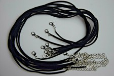 Pack of 10 Black 18" Long Flat Soft Leather Necklace w/ Lobster Claw Clasp