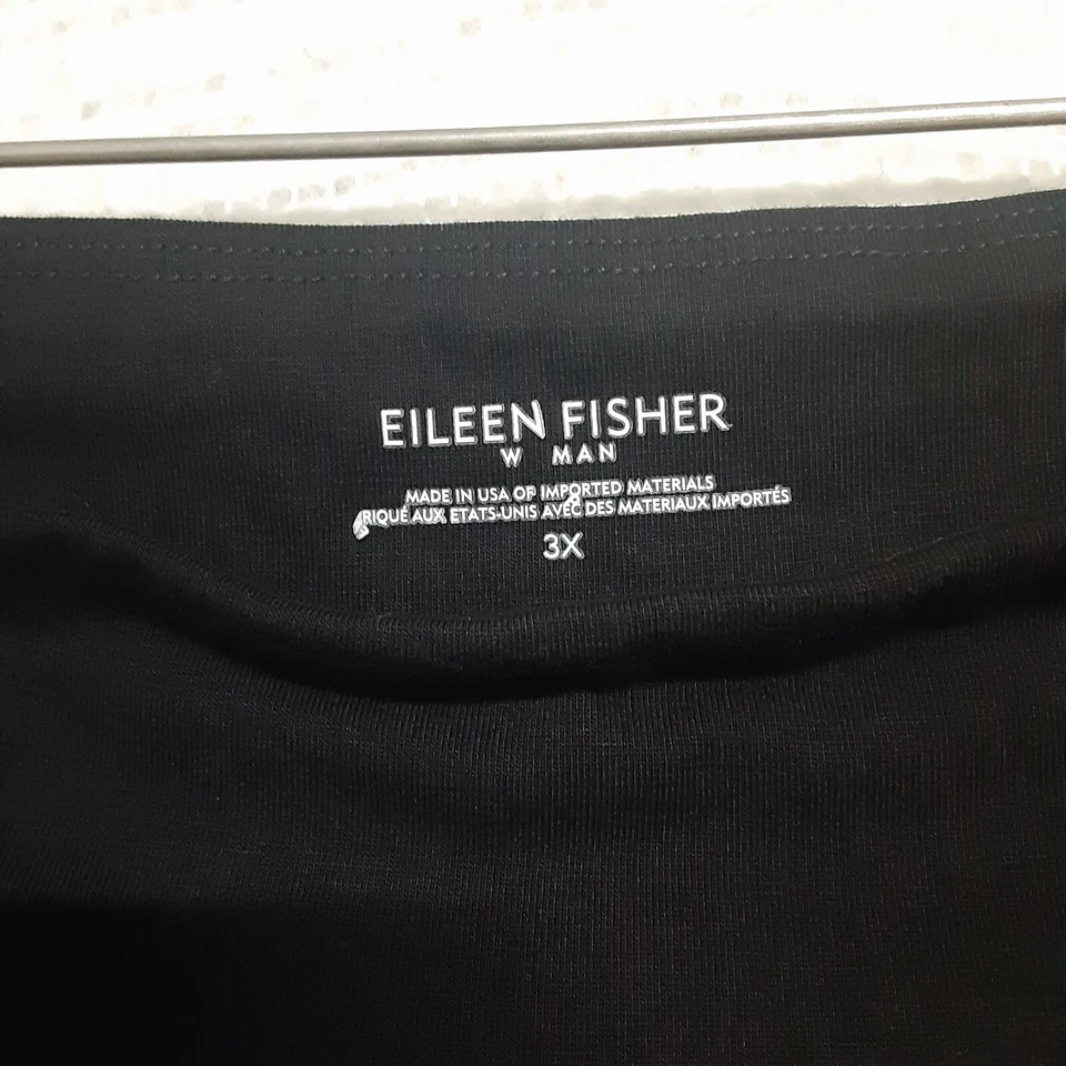 Eileen Fisher 3X Women Black Cotton Pull On Stretch Waistband Capri Leggings - Image 3 of 4