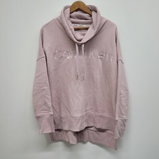 Calvin Klein Cowl Neck Pullover Sweatshirt Size M High Low Hem Embroidered Logo