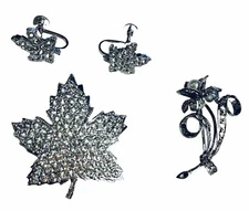 Lot 3 Pieces Vintage Estate Jewelry Keyes Maple Leaf Brooch & Earrings More