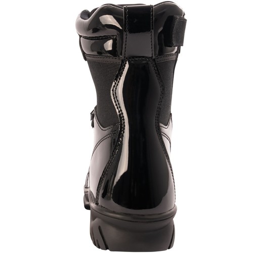 Black High Gloss Forced Entry Boots Tactical Slip-Resistant Side Zipper Boot 8" - Picture 4 of 9
