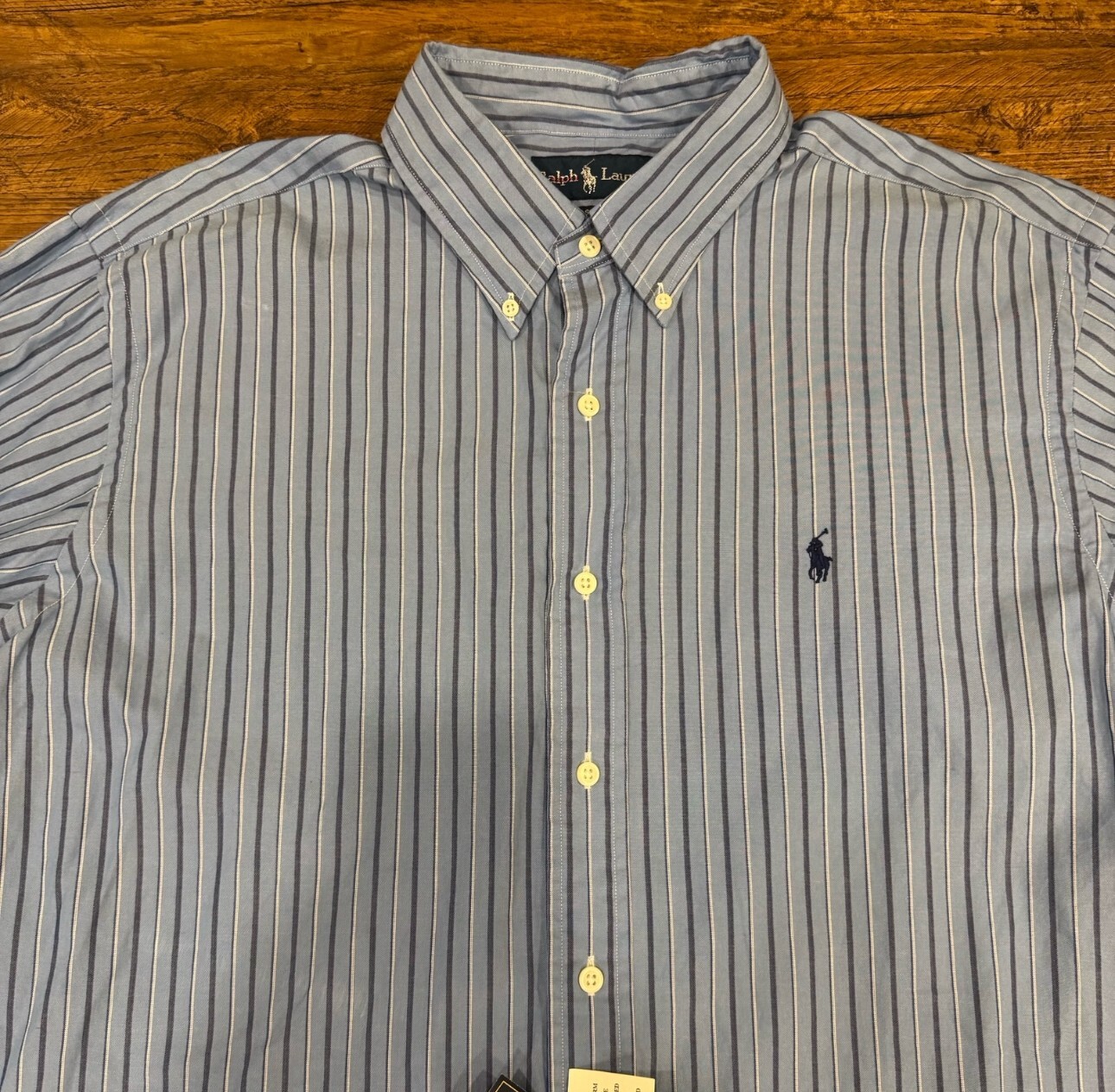 Vintage Polo Ralph Lauren Blue Striped Classic Fit Button Down Shirt Men