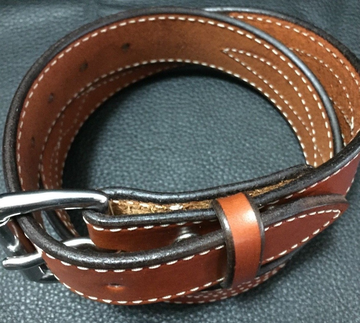 11/2"Diamond Stitched Genuine Real Leather Dress Gun Belt Strap Buckle
