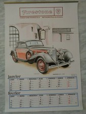 Ancien Calendrier pneu Firestone 1990 Garage atelier pompe à essence bidon déco