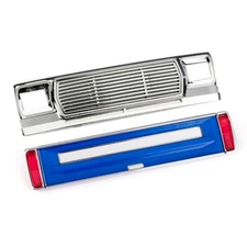 Traxxas 9850 Chrome Front Grille & Blue Tailgate Panel for TRX-4MT