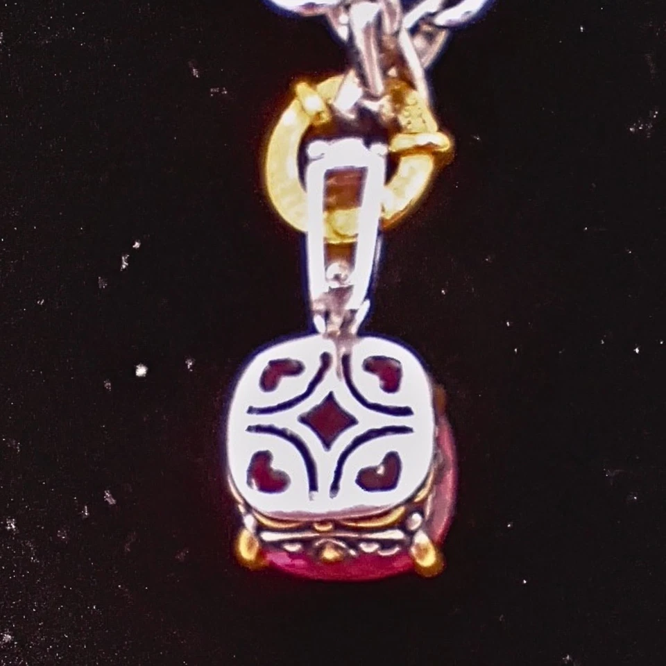 女士镀银模拟红宝石吊坠项链优雅华丽 — 第 4/4 张图片