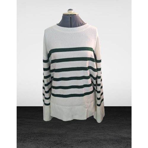 KIRUNDO Oversized Long Sleeve Striped Sweater Ribbed Knit Side Slit Pullover XL - Picture 5 of 5