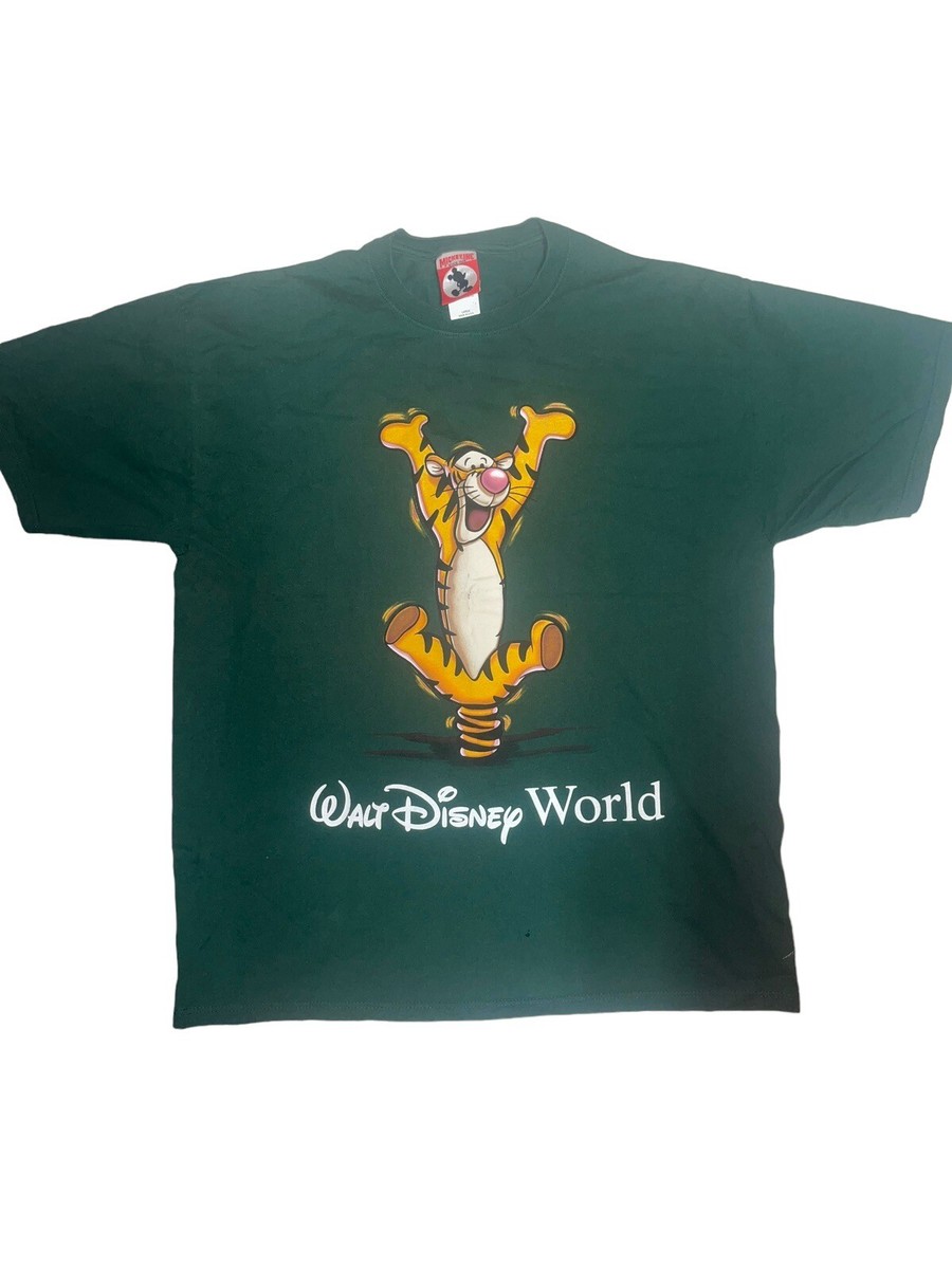 Vintage Walt Disney World Tiger shirt 90s green Fade T Size