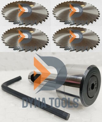 Slitting Saw Holder Arbor +4x HSS Metal Slitting Saw Dia 4'' xThick 1/16'' xBore 1