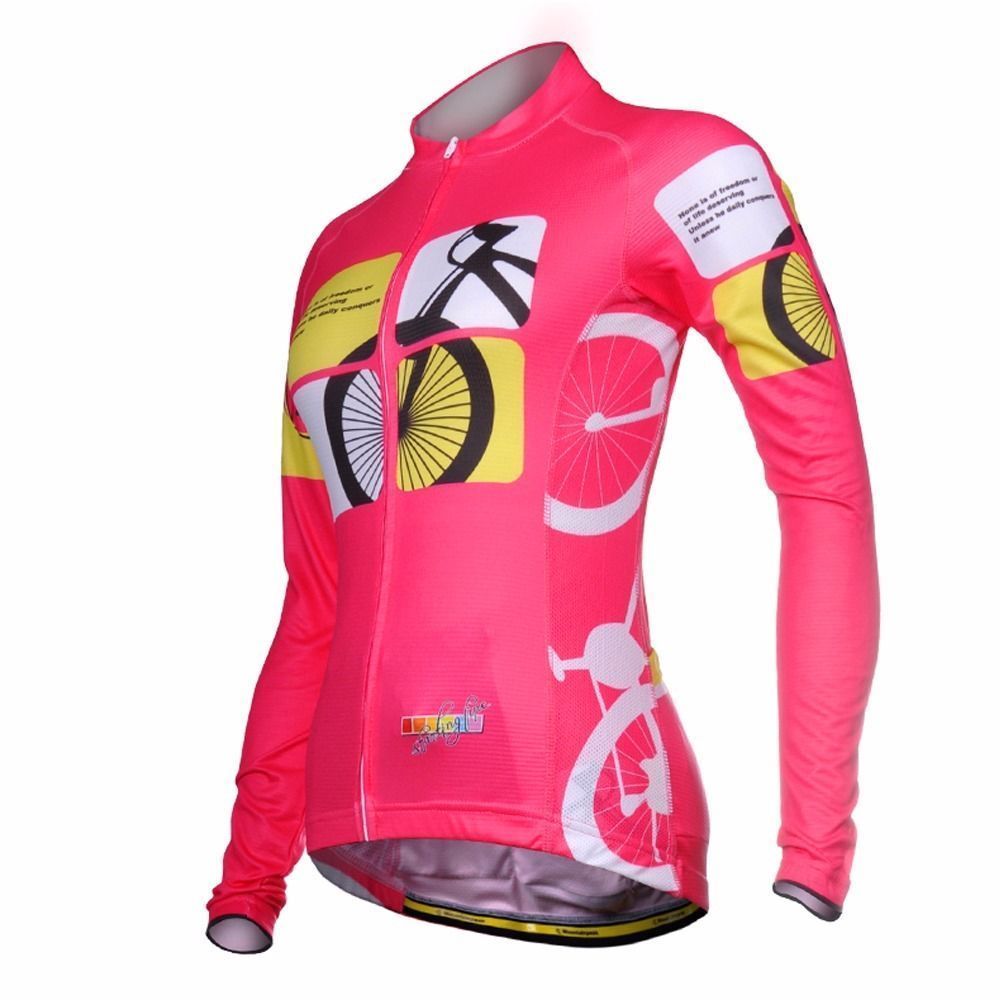 Peach Ladies Cycling Jersey Long Sleeve Women's Bike Ridding Cycle