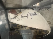 Superbowl 50 ticket and football autographed, Howie Long, Taiwan Jones